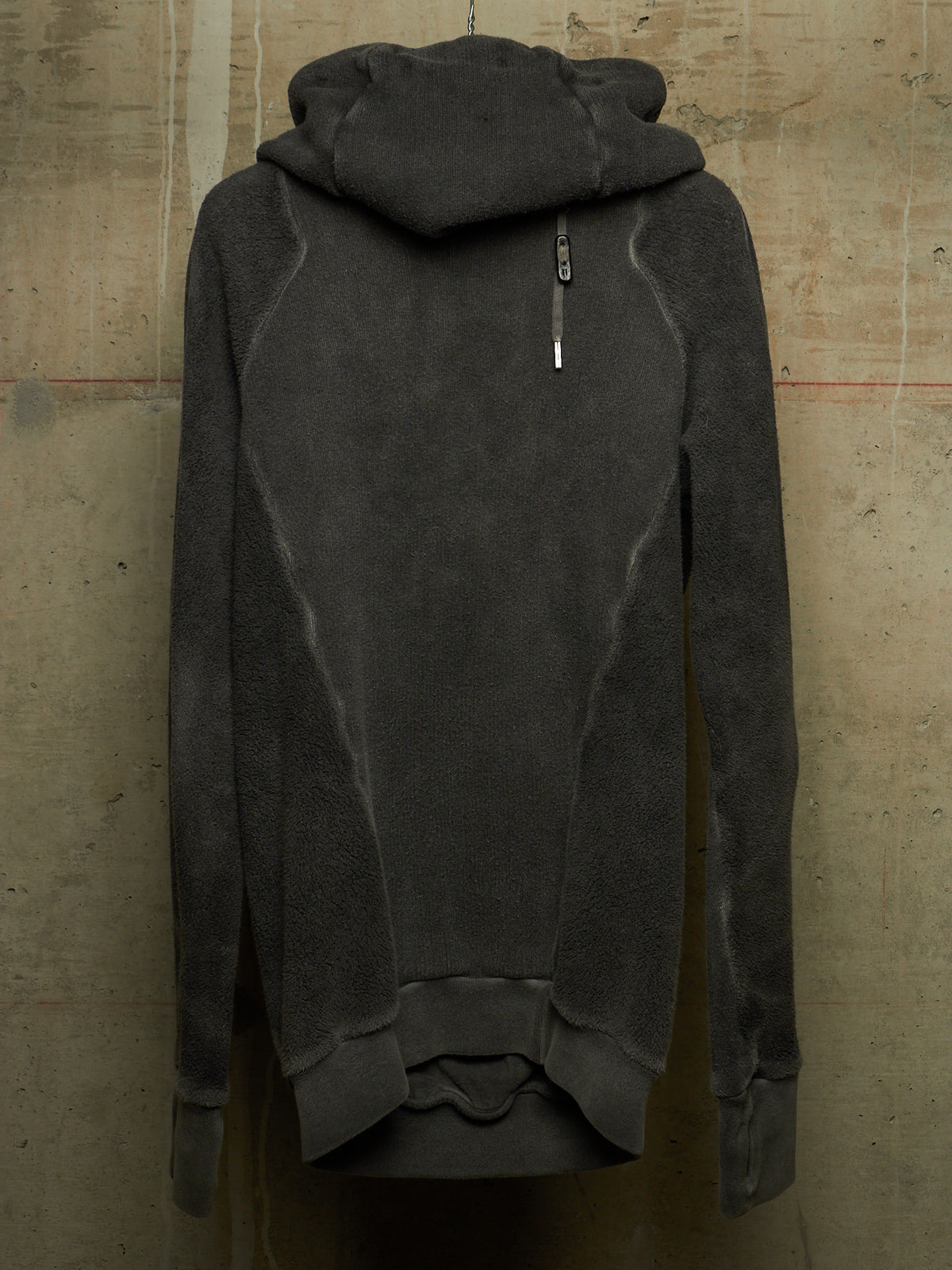 Boris Bidjan Saberi AW14-15 'HOODY1-F074' Grey Gum-dyed Cotton Fleece Raglan Hoodie
