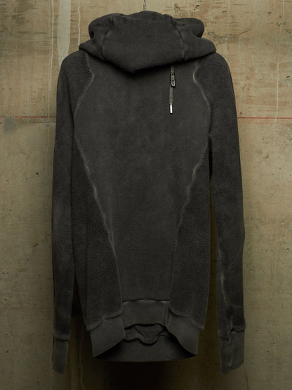 Boris Bidjan Saberi AW14-15 'HOODY1-F074' Grey Gum-dyed Cotton Fleece Raglan Hoodie