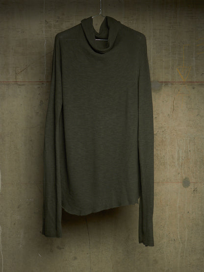 Boris Bidjan Saberi AW12-13 'KNF F311' Army Green Lightweight High Neck Cotton Knit Sweater