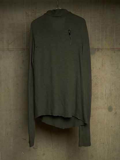 Boris Bidjan Saberi AW12-13 'KNF F311' Army Green Lightweight High Neck Cotton Knit Sweater