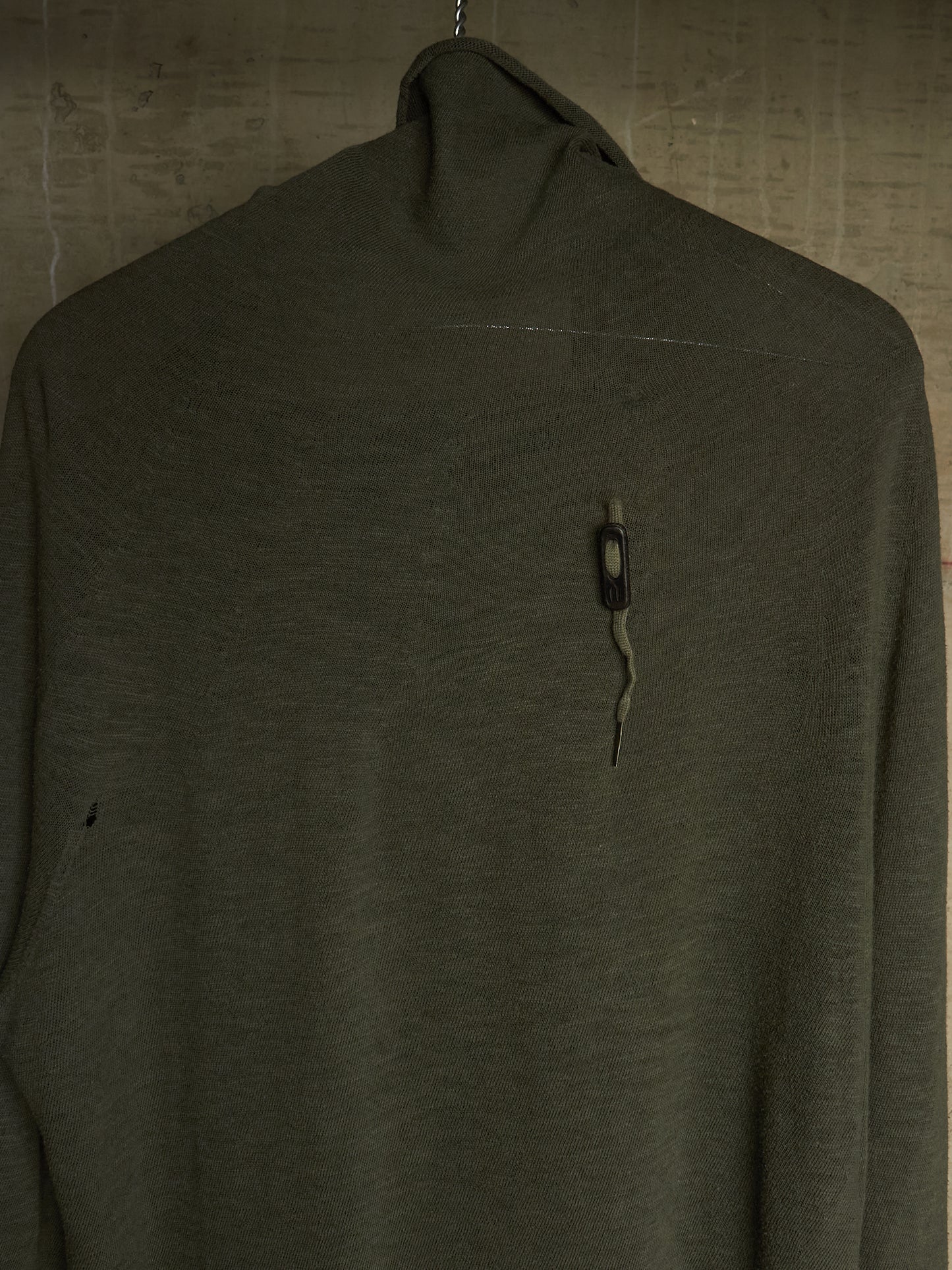 Boris Bidjan Saberi AW12-13 'KNF F311' Army Green Lightweight High Neck Cotton Knit Sweater