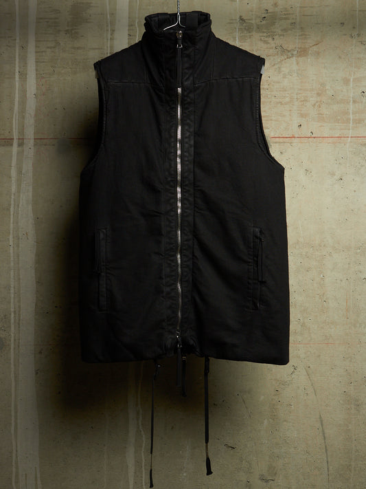 Boris Bidjan Saberi AW23 'PADDED VEST 5.1 FKU10001' Black Padded Vinyl Coated Nickel Pressed Denim Vest