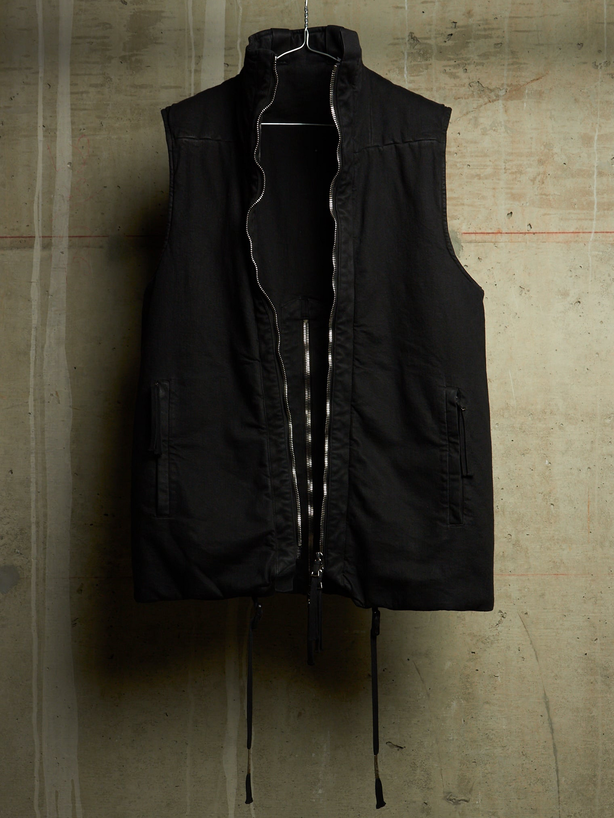 Boris Bidjan Saberi AW23 'PADDED VEST 5.1 FKU10001' Black Padded Vinyl Coated Nickel Pressed Denim Vest