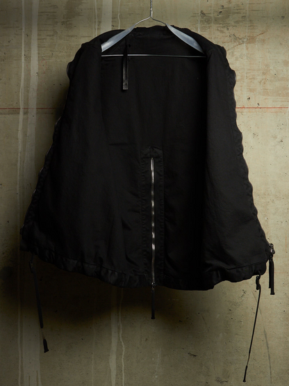 Boris Bidjan Saberi AW23 'PADDED VEST 5.1 FKU10001' Black Padded Vinyl Coated Nickel Pressed Denim Vest