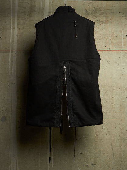 Boris Bidjan Saberi AW23 'PADDED VEST 5.1 FKU10001' Black Padded Vinyl Coated Nickel Pressed Denim Vest