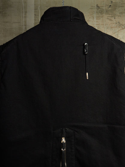Boris Bidjan Saberi AW23 'PADDED VEST 5.1 FKU10001' Black Padded Vinyl Coated Nickel Pressed Denim Vest