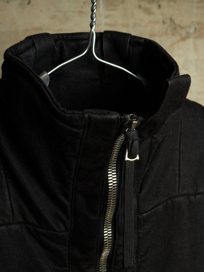 Boris Bidjan Saberi AW23 'PADDED VEST 5.1 FKU10001' Black Padded Vinyl Coated Nickel Pressed Denim Vest