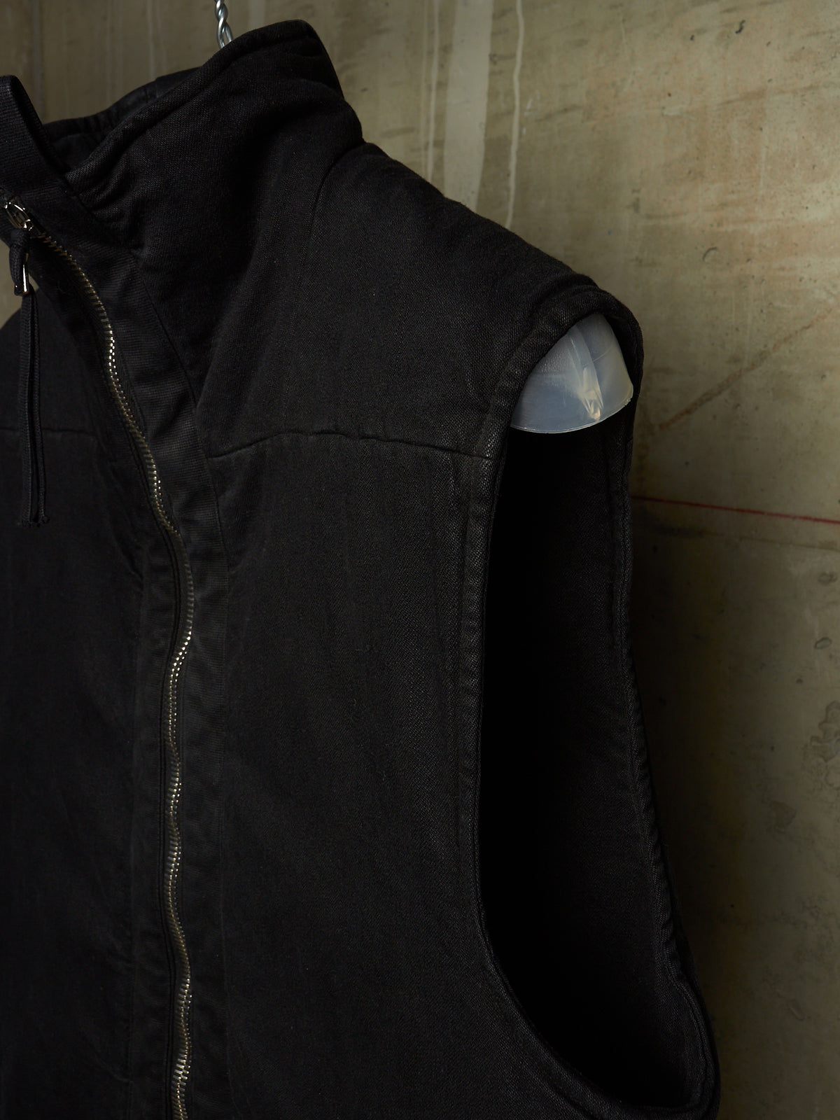 Boris Bidjan Saberi AW23 'PADDED VEST 5.1 FKU10001' Black Padded Vinyl Coated Nickel Pressed Denim Vest