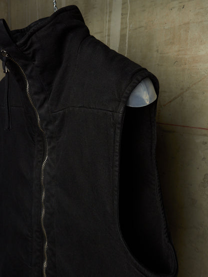 Boris Bidjan Saberi AW23 'PADDED VEST 5.1 FKU10001' Black Padded Vinyl Coated Nickel Pressed Denim Vest
