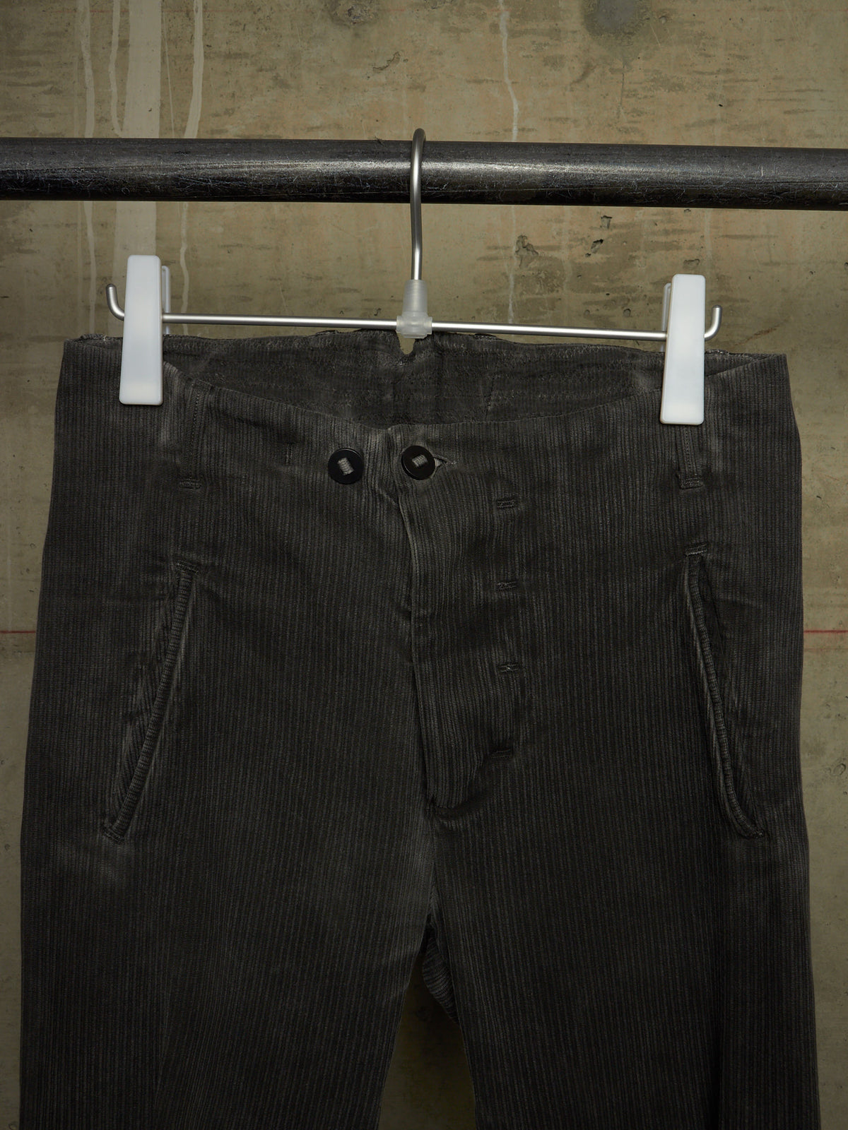 Boris Bidjan Saberi AW16 'P11 F176' Dark Grey Resin-dyed Corduroy Slim Pants