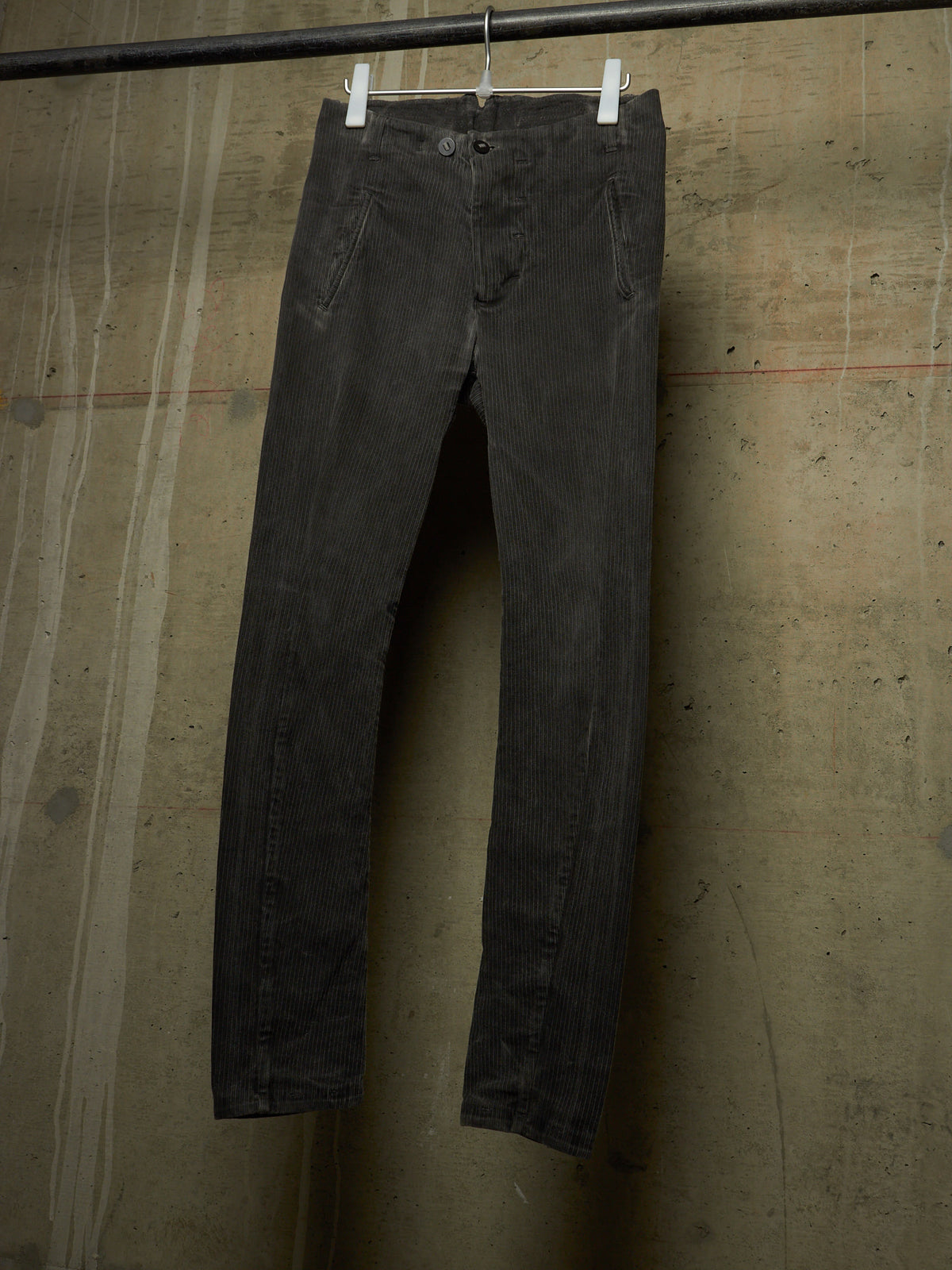 Boris Bidjan Saberi AW16 'P11 F176' Dark Grey Resin-dyed Corduroy Slim Pants