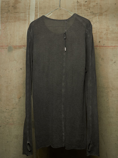 Boris Bidjan Saberi SS15-16 'LS1' Cold-dyed Grey Cotton Knit Thumbhole Long-sleeves