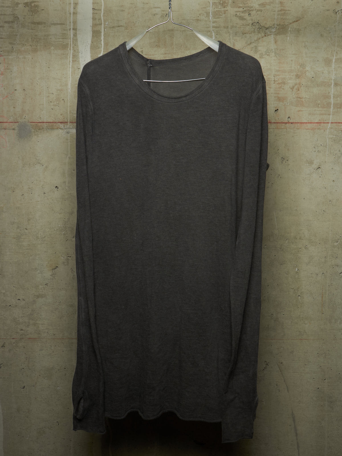Boris Bidjan Saberi SS15-16 'LS1' Cold-dyed Grey Cotton Knit Thumbhole Long-sleeves