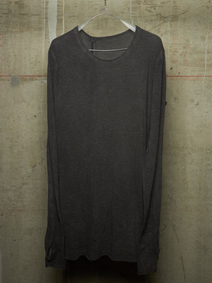 Boris Bidjan Saberi SS15-16 'LS1' Cold-dyed Grey Cotton Knit Thumbhole Long-sleeves