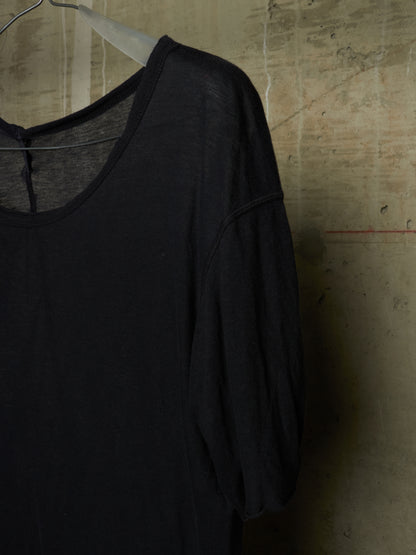 Boris Bidjan Saberi SS16 ‘TS1’ Black Object-dyed Semi Sheer Asymmetrical Rolled Edge Longline T-shirt