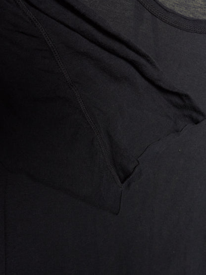 Boris Bidjan Saberi SS16 ‘TS1’ Black Object-dyed Semi Sheer Asymmetrical Rolled Edge Longline T-shirt