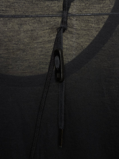 Boris Bidjan Saberi SS16 ‘TS1’ Black Object-dyed Semi Sheer Asymmetrical Rolled Edge Longline T-shirt