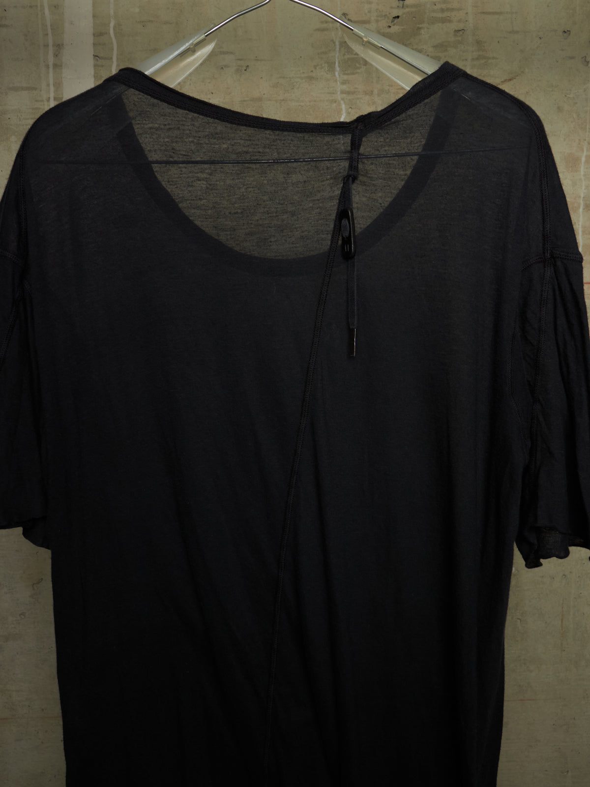 Boris Bidjan Saberi SS16 ‘TS1’ Black Object-dyed Semi Sheer Asymmetrical Rolled Edge Longline T-shirt