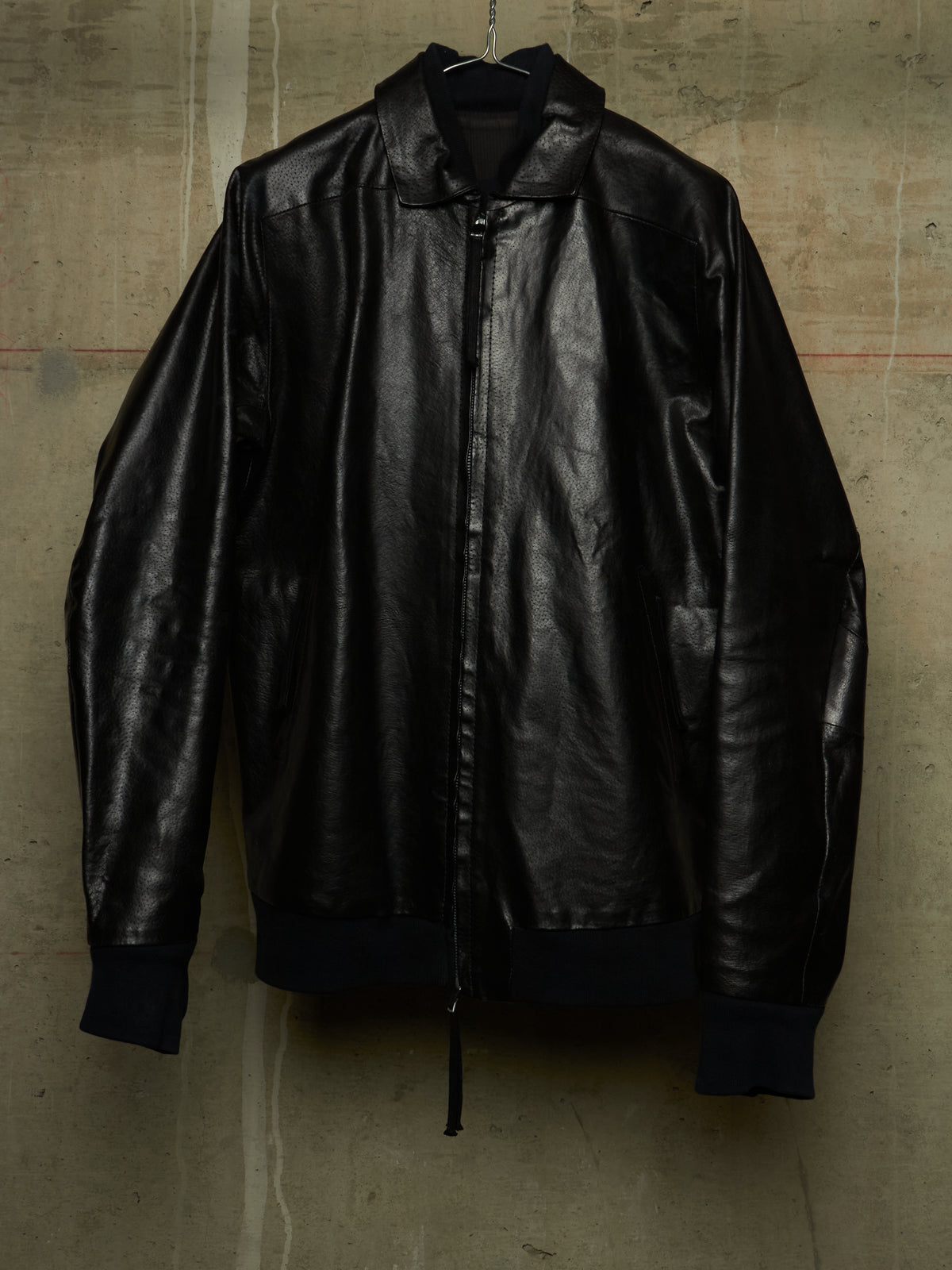 Boris Bidjan Saberi SS13 “Classicism” Black Pigskin Leather Oversized Bomber Jacket