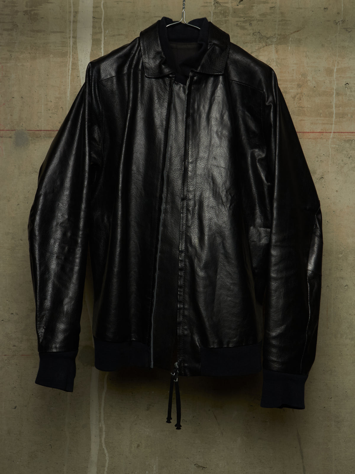 Boris Bidjan Saberi SS13 “Classicism” Black Pigskin Leather Oversized Bomber Jacket