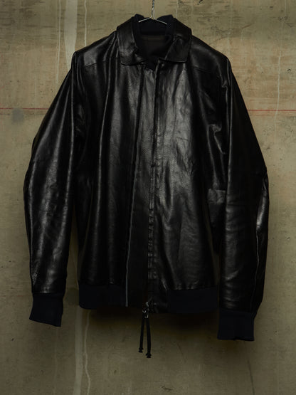 Boris Bidjan Saberi SS13 “Classicism” Black Pigskin Leather Oversized Bomber Jacket