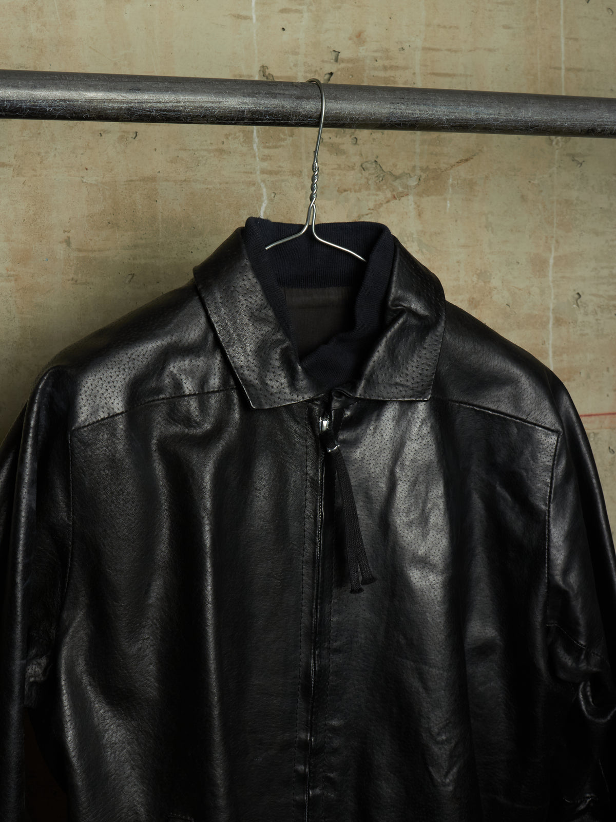 Boris Bidjan Saberi SS13 “Classicism” Black Pigskin Leather Oversized Bomber Jacket