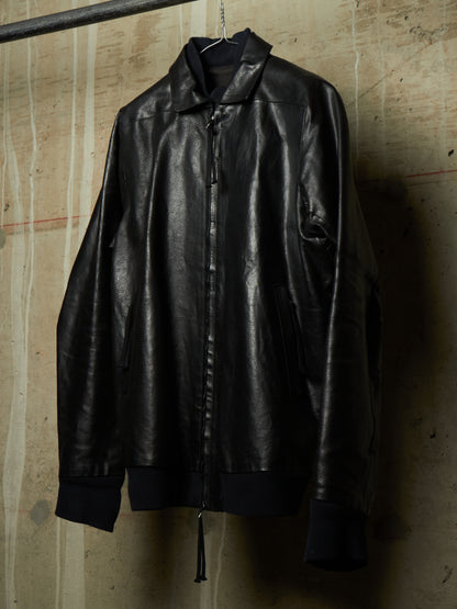 Boris Bidjan Saberi SS13 “Classicism” Black Pigskin Leather Oversized Bomber Jacket