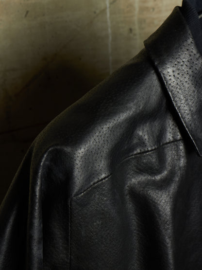 Boris Bidjan Saberi SS13 “Classicism” Black Pigskin Leather Oversized Bomber Jacket