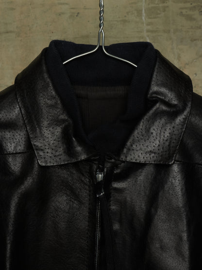Boris Bidjan Saberi SS13 “Classicism” Black Pigskin Leather Oversized Bomber Jacket