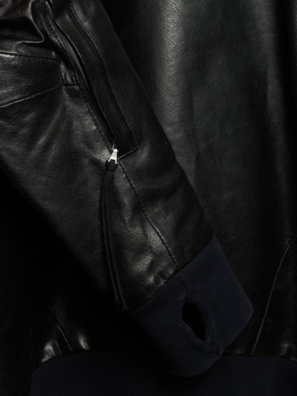 Boris Bidjan Saberi SS13 “Classicism” Black Pigskin Leather Oversized Bomber Jacket