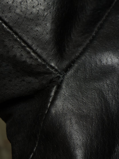 Boris Bidjan Saberi SS13 “Classicism” Black Pigskin Leather Oversized Bomber Jacket