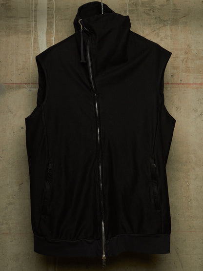 Boris Bidjan Saberi SS17 'ZIPPER0 F060' Black Object-dyed Ninja Mask Sleeveless Hooded Zip Vest