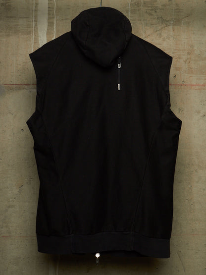 Boris Bidjan Saberi SS17 'ZIPPER0 F060' Black Object-dyed Ninja Mask Sleeveless Hooded Zip Vest