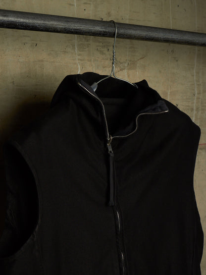 Boris Bidjan Saberi SS17 'ZIPPER0 F060' Black Object-dyed Ninja Mask Sleeveless Hooded Zip Vest