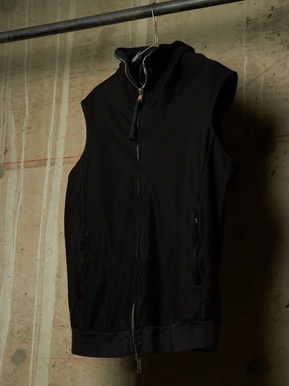 Boris Bidjan Saberi SS17 'ZIPPER0 F060' Black Object-dyed Ninja Mask Sleeveless Hooded Zip Vest