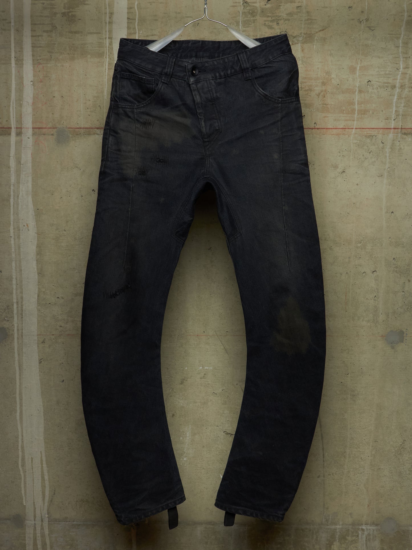 11 by Boris Bidjan Saberi AW16 'P1 F-1401' Indigo Washed J-Cut Distressed Denim