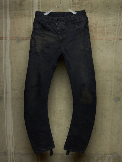 11 by Boris Bidjan Saberi AW16 'P1 F-1401' Indigo Washed J-Cut Distressed Denim
