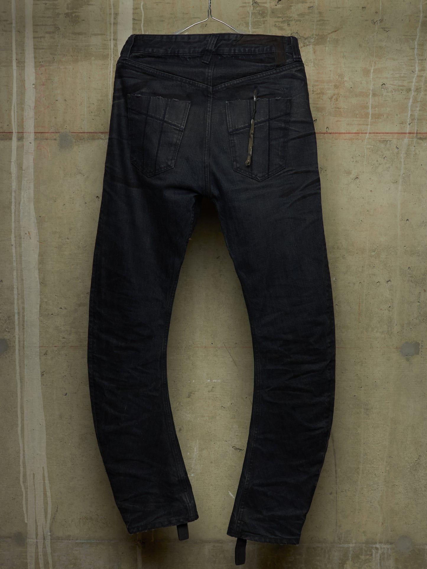 11 by Boris Bidjan Saberi AW16 'P1 F-1401' Indigo Washed J-Cut Distressed Denim