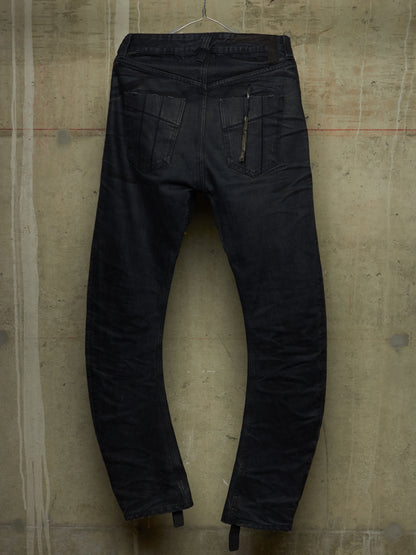11 by Boris Bidjan Saberi AW16 'P1 F-1401' Indigo Washed J-Cut Distressed Denim