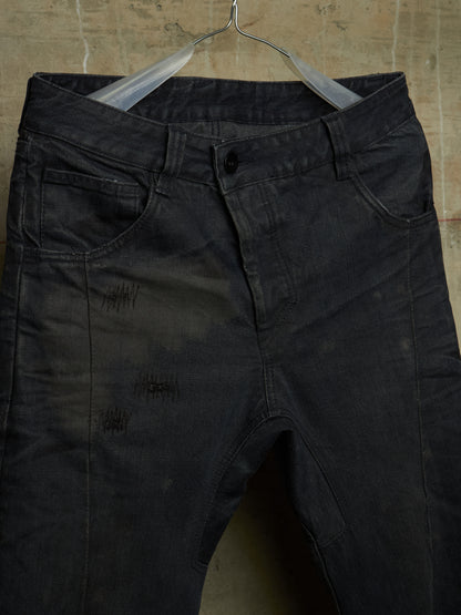 11 by Boris Bidjan Saberi AW16 'P1 F-1401' Indigo Washed J-Cut Distressed Denim