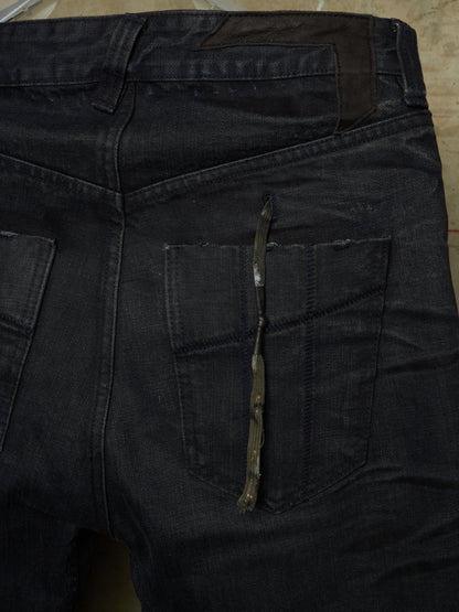 11 by Boris Bidjan Saberi AW16 'P1 F-1401' Indigo Washed J-Cut Distressed Denim