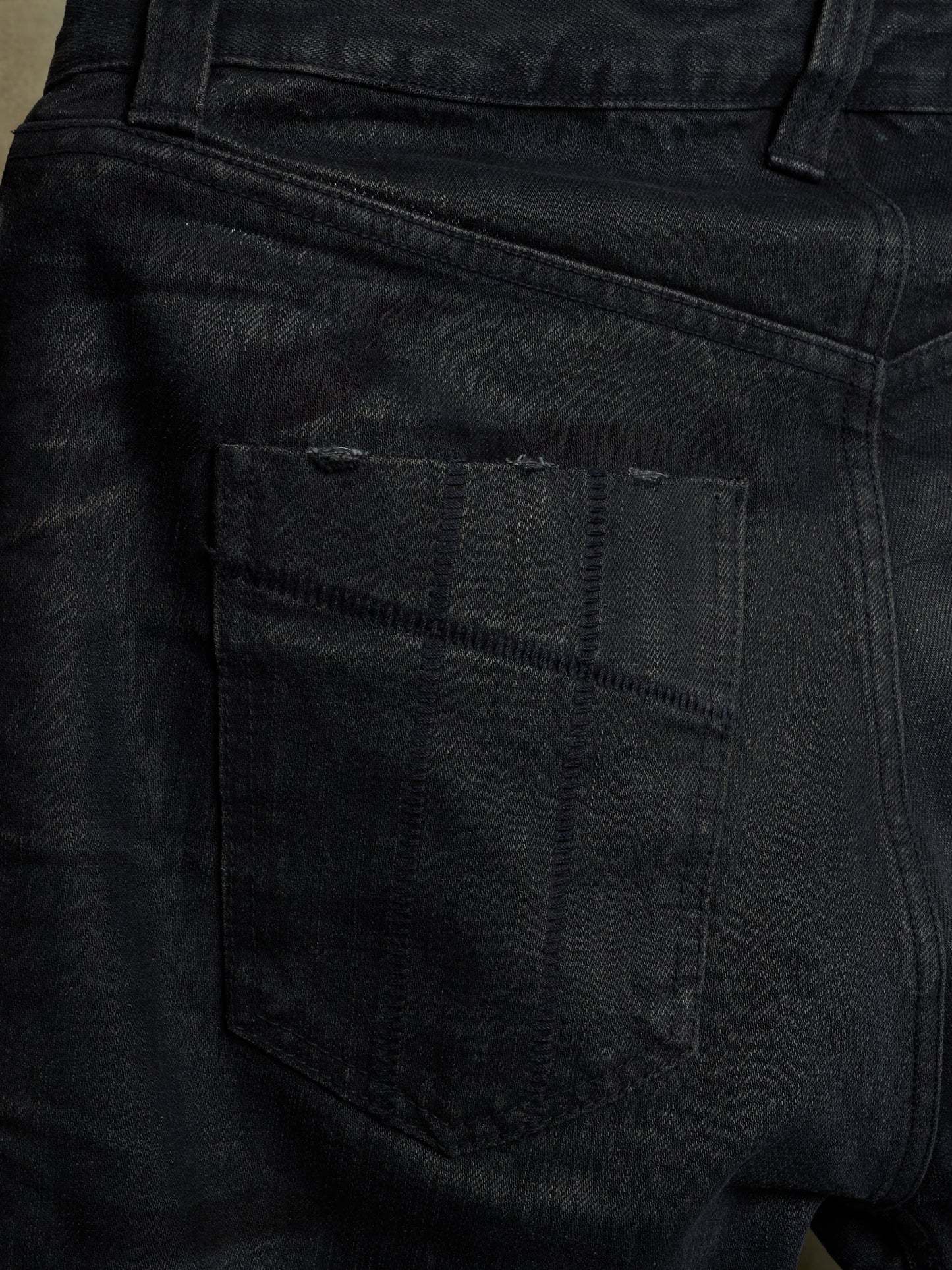 11 by Boris Bidjan Saberi AW16 'P1 F-1401' Indigo Washed J-Cut Distressed Denim