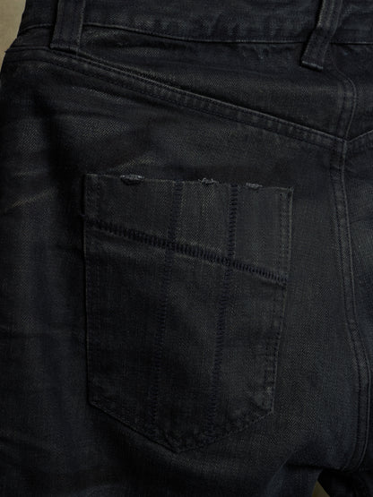 11 by Boris Bidjan Saberi AW16 'P1 F-1401' Indigo Washed J-Cut Distressed Denim