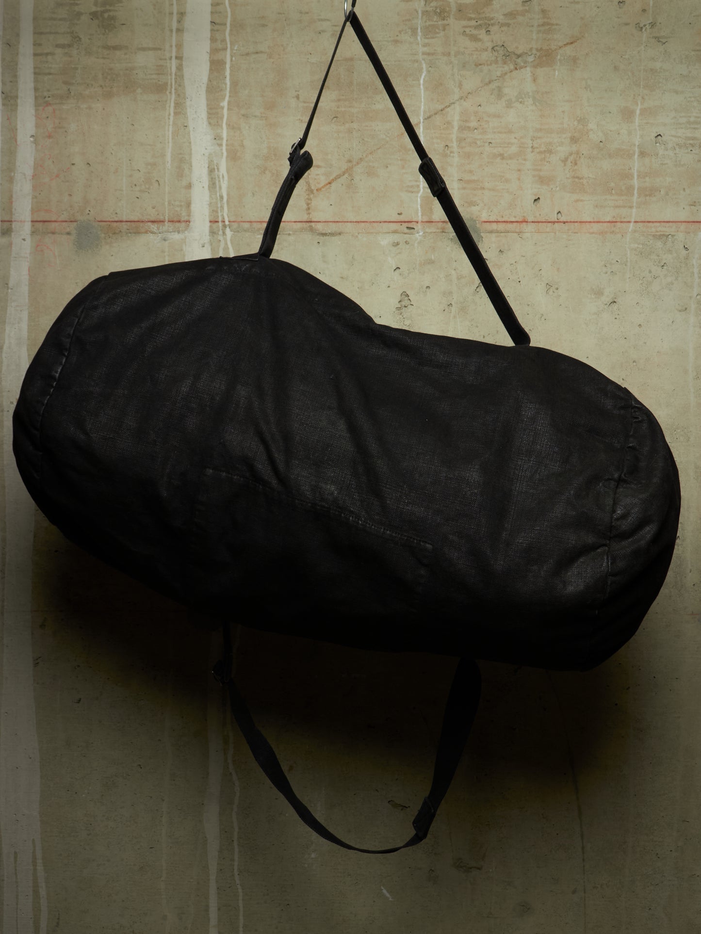 Boris Bidjan Saberi AW18 Black Waxed Cotton Canvas Infantry Duffle Bag