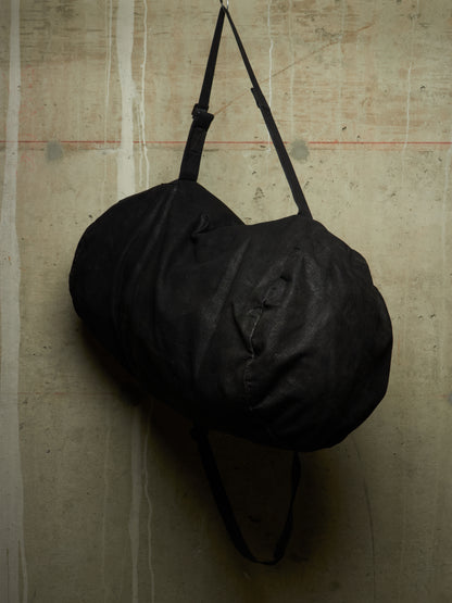 Boris Bidjan Saberi AW18 Black Waxed Cotton Canvas Infantry Duffle Bag