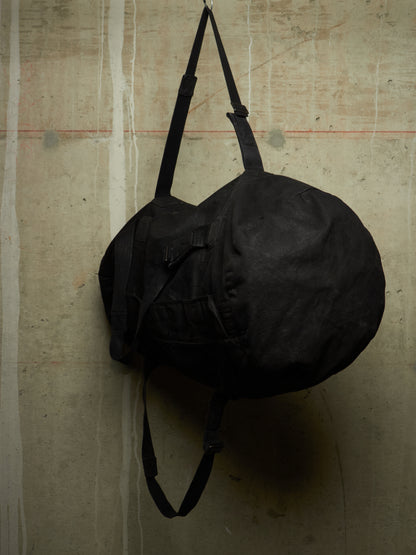 Boris Bidjan Saberi AW18 Black Waxed Cotton Canvas Infantry Duffle Bag