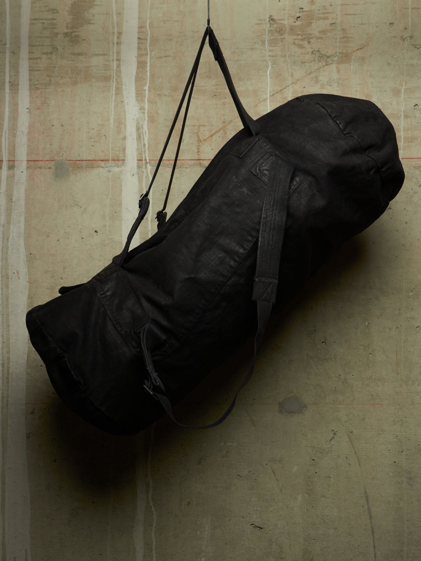 Boris Bidjan Saberi AW18 Black Waxed Cotton Canvas Infantry Duffle Bag