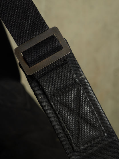 Boris Bidjan Saberi AW18 Black Waxed Cotton Canvas Infantry Duffle Bag