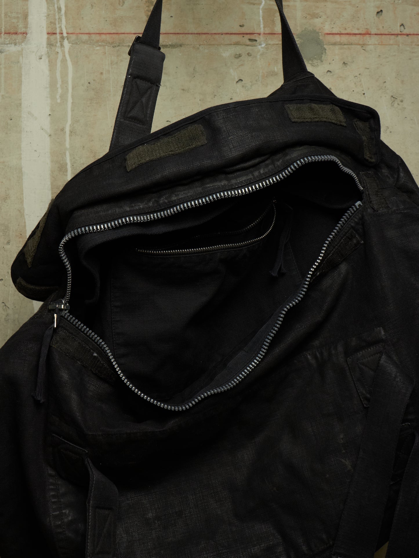 Boris Bidjan Saberi AW18 Black Waxed Cotton Canvas Infantry Duffle Bag