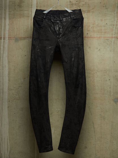 Boris Bidjan Saberi SS16 'P13XTRATIGHT F177' Black Object-Dyed Vinyl Processed Skinny Stretch Denim